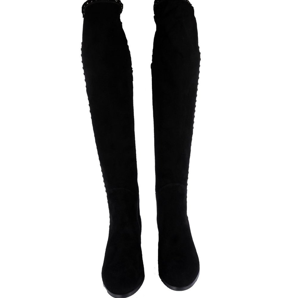 Le Pepe Black Suede Over the knee boots with metal - Picture 2 of 5